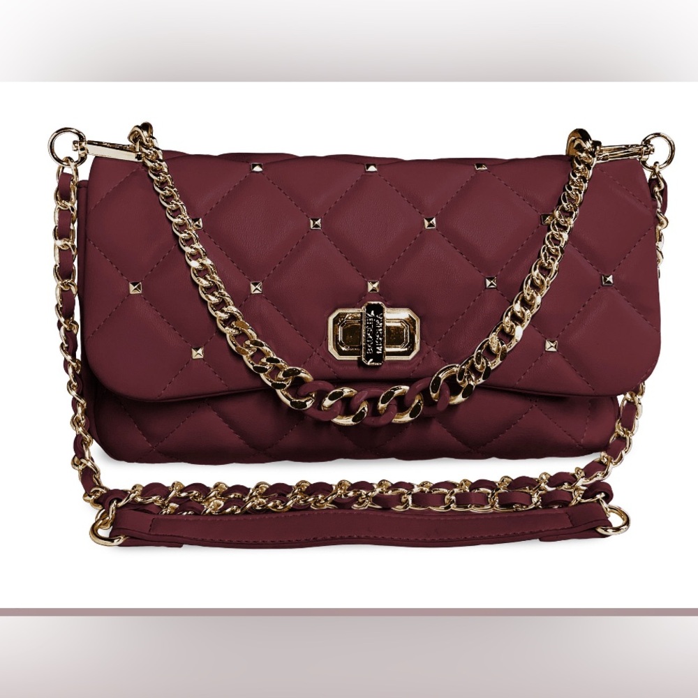 New Badgley Mischka Plum Quilted Shoulder Bag